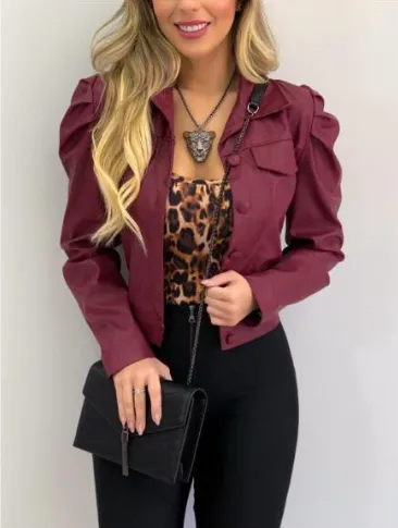 Fashion lapel short casual cardigan short coat